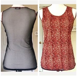SLEEVELESS LEOPARD PRINT TANK W/ SHEER MESH BACK